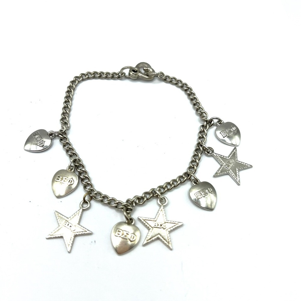 BETA SIGMA PHI Heart Star Charm Sterling Silver 50s 60s Vintage Bracelet